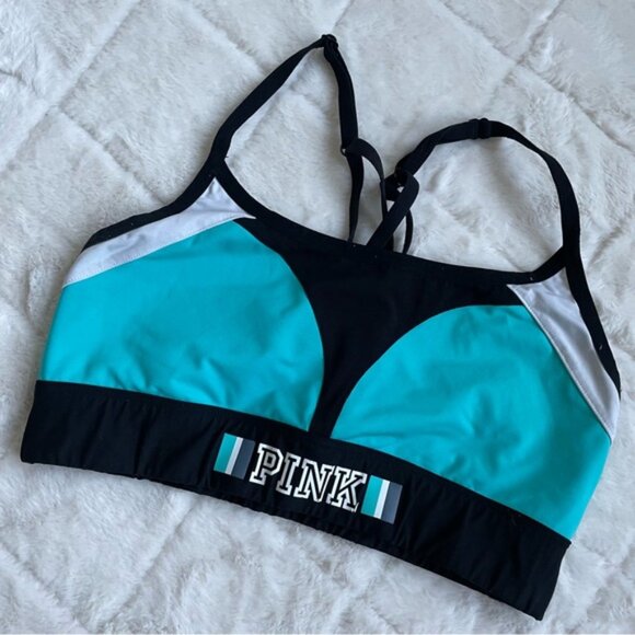 Victoria’s Secret PINK | Blue & Black Ultimate Unlined Sports Bra | Size Small - Picture 2 of 7